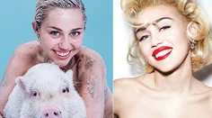 Nahá Miley Cyrus s prasaťom alebo ako božská Marilyn. Ktorá je krajšia?