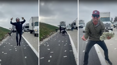 Šialenstvo na diaľnici v San Diegu: Ľudia zbierali rozletené bankovky