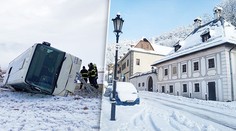 OBRAZOM: Časť Slovenska zasypal sneh, za Popradom sa prevrátil autobus