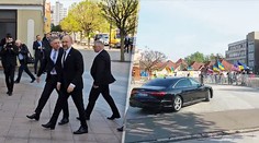 Vláda pricestovala do Michaloviec. „Hanba Ficovi a Kaliňákovi,“ kričala hŕstka ľudí s ukrajinskými vlajkami