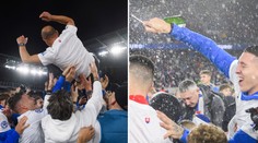 VIDEO: Sprcha šampanským, explózia detí, Calzona vo vzduchu. Vychutnajte si postupové oslavy Slovenska