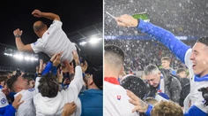 VIDEO: Sprcha šampanským, explózia detí, Calzona vo vzduchu. Vychutnajte si postupové oslavy Slovenska