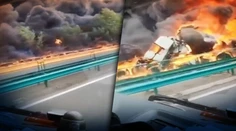 VIDEO: Ohnivé inferno na čínskej diaľnici. Zrážka cisterny s nákladiakom vyvolala mohutný požiar