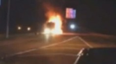 Hrôzostrašné zábery: Miley Cyrus unikla z horiaceho autobusu!