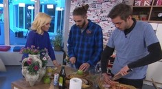 Glazované hrozno s medom a zázvorom, na grilovanom syre