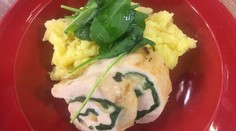 Kuracie prsia plnené špenátom a údeným korbáčikom