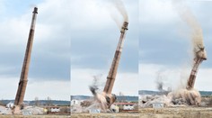 Sekunda po sekunde: Odstrel 100-metrového komína v Spišskej