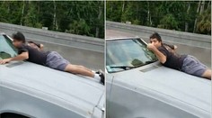 Muž na kapote svojho auta kričal o pomoc: „Zavolajte políciu, ukradol mi auto!“