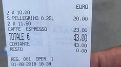 Šokujúci účet z Benátok za dve kávy a minerálky zverejnil turista na internete