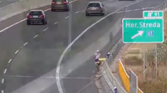 VIDEO: Barbie v ružovom tričku si to strihla skratkou cez D1, výletným tempom prešla niekoľko kilometrov