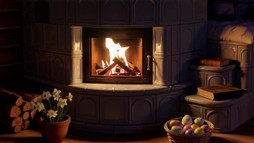 Tradičná chalupa krb