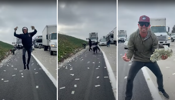 Šialenstvo na diaľnici v San Diegu: Ľudia zbierali rozletené bankovky