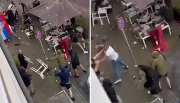 VIDEO: Lietali päste, krv i stoličky. Angličania so Srbmi rozpútali v Gelsenkirchene hromadnú bitku