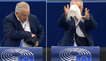 VIDEO: Radačovský v europarlamente vypustil holubicu. Počas prejavu ju držal v ľadvinke pod sakom