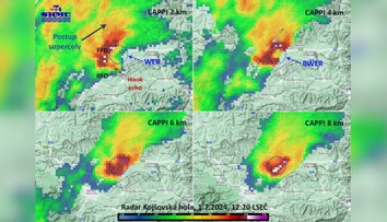 Neďaleko Levoče sa sformovala prvá supercela so zreteľným hákovitým echom