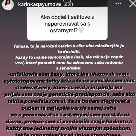Karinka prezradila aj to, koho unfollowla na Instagrame.