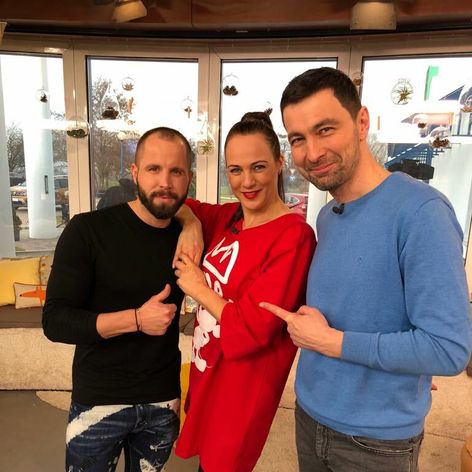 Aďa a Daro s hosťom Telerána Janym Landlom v roku 2018