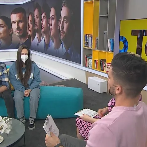 Filip Šebesta a Ráchel Šoltésová v Teleráne.