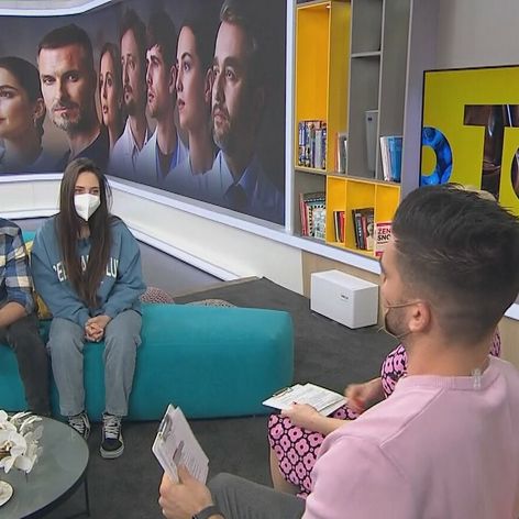 Filip Šebesta a Ráchel Šoltésová v Teleráne.