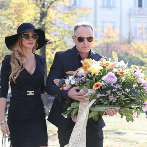 Andrea Verešová s Danielom Volopichom na pohrebe Jana Kočku ml.