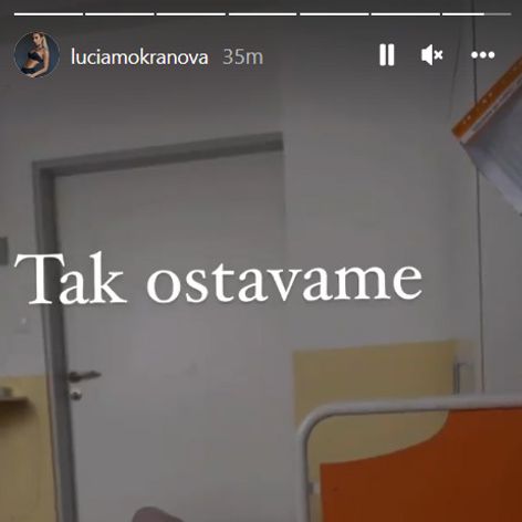 Lucka Mokráňová s Talinkou v nemocnici