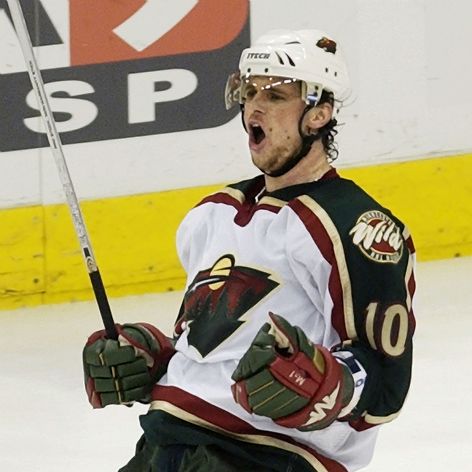Marián Gáborík oslavuje gól v drese Minnesoty.