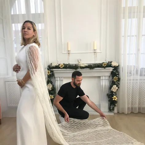 Exkluzívne zábery zo skúšky šiat počas šitia. 