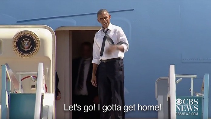 Barack Obama kričí na Billa Clintona.