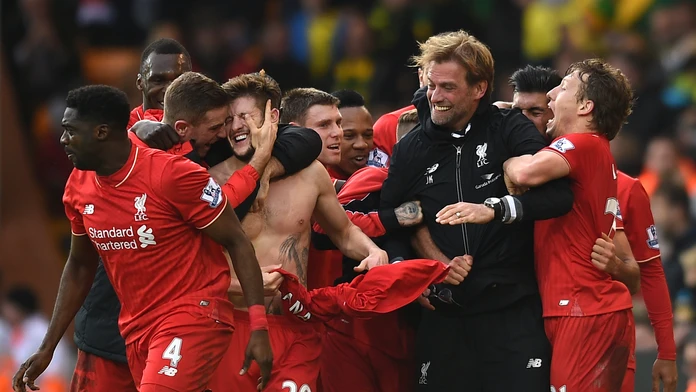Radosť Liverpoolčanov po víťaznom góle Lallanu.