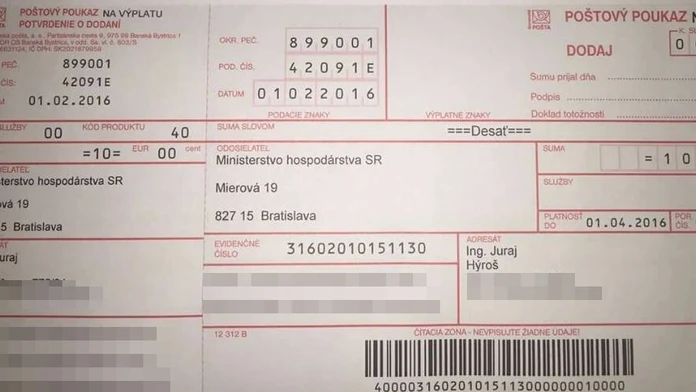 Desaťeurová vratka za plyn