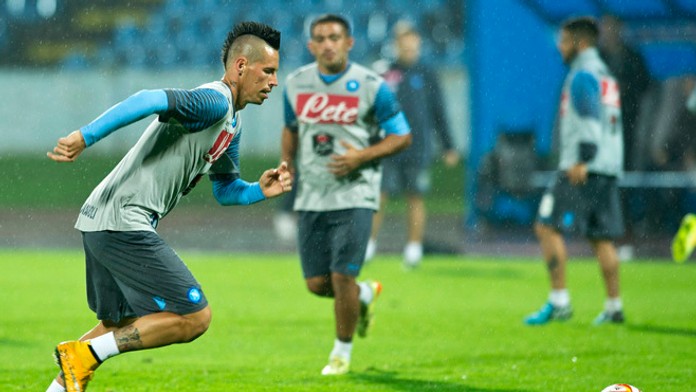 Marek Hamšík počas tréningu pred zápasom proti Slovanu.