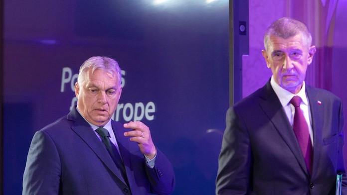 Viktor Orbán a Andrej Babiš pri predstavení frakcie Patrioti pre Európu