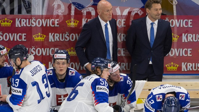 Lavička slovenských hokejistov v zápase s Českom