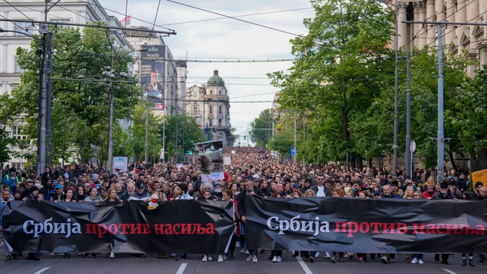Protesty v Srbsku.