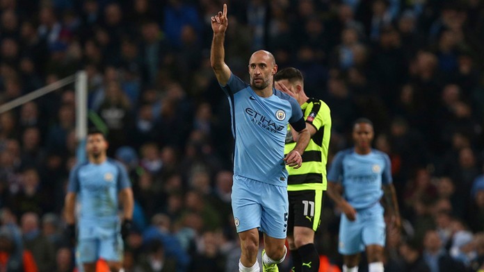 Pablo Zabaleta z Manchestru City sa teší z gólu počas zápasu FA Cupu.