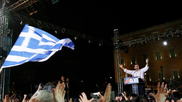 Grécky premiér Alexis Tsipras počas prejavu
