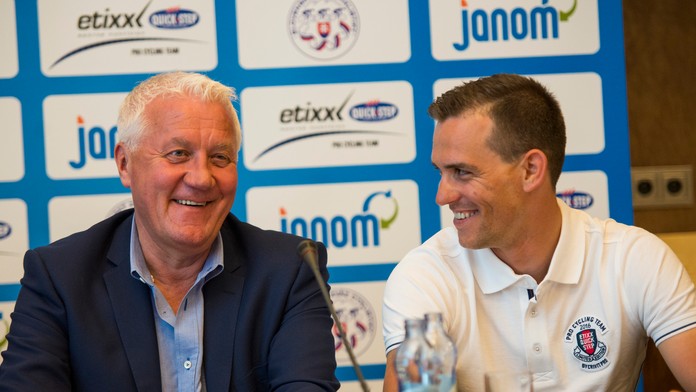 Generálny manažér tímu ETIXX - QUICKSTEP Patick Lefevere a cyklista Zdeněk Štybar.