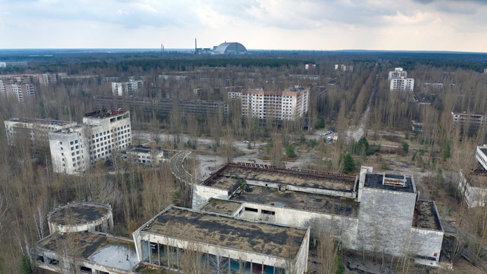 Vyľudnené mesto Pripjať pri černobyľskej atómovej elektrárni