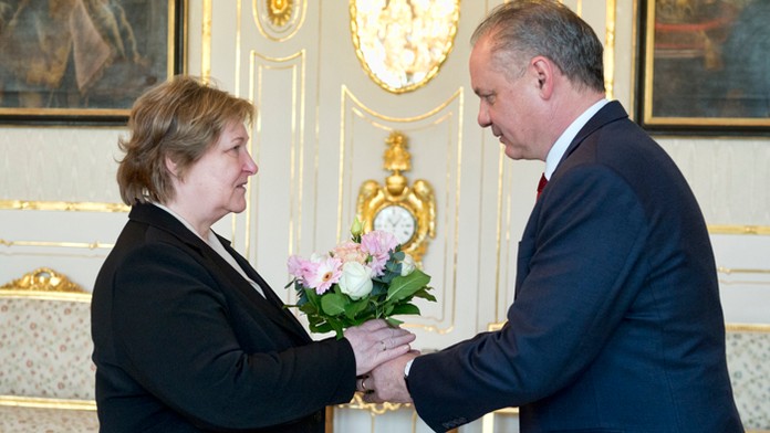 Odchádzajúca ombudsmanka Jana Dubovcová, ktorú prijal prezident Andrej Kiska.