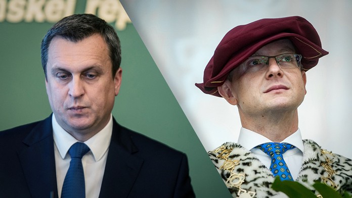 Predseda SNS a parlamentu Andrej Danko - rektor UMB Vladimír Hiadlovský.