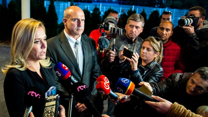 Ministerka vnútra Denisa Saková a prezident policajného zboru Milan Lučanský. 