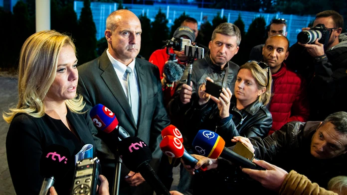 Ministerka vnútra Denisa Saková a prezident policajného zboru Milan Lučanský. 