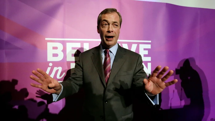Líder britskej euroskeptickej Strany nezávislosti Spojeného kráľovstva (UKIP) Nigel Farage