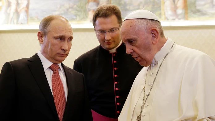 Ruský prezident Vladimir Putin na súkromnej audiencii u pápeža Františka 