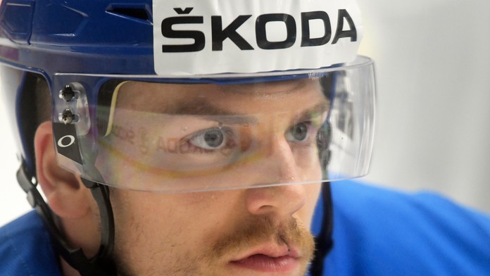 Richard Pánik počas tréningu pred duelom proti Dánsku na MS 2019.