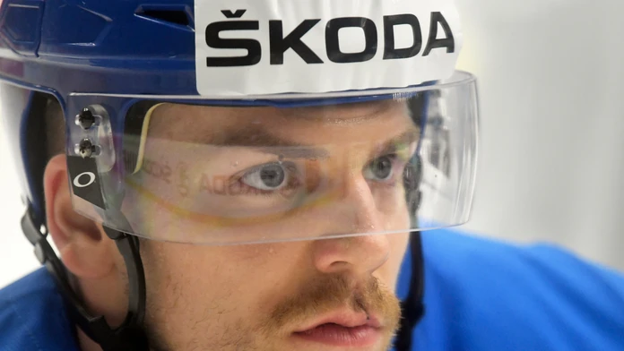 Richard Pánik počas tréningu pred duelom proti Dánsku na MS 2019.