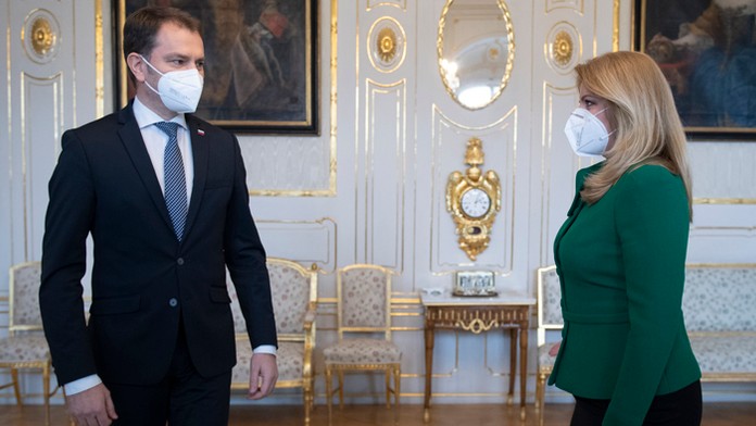 Premiér Igor Matovič a prezidentka Zuzana Čaputová.