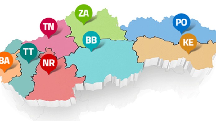 Volebné kraje na Slovensku.