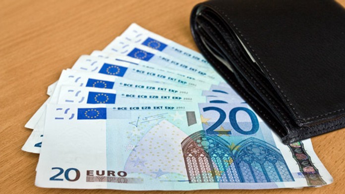 euro, dvacka, peňaženka