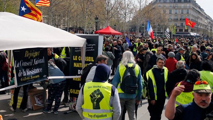 Priviazaný pes v lese.